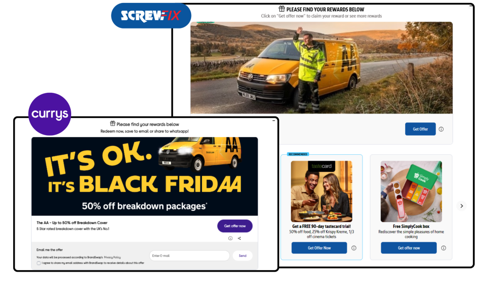 The AA advertising at Currys and Screwfix