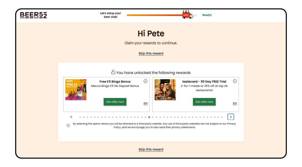 Brand partner offers showing at Beer52